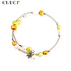 Beautiful Color Champagne & white Pearl Bracelet silver plated For Women birthd Gift Jewelry Accessories