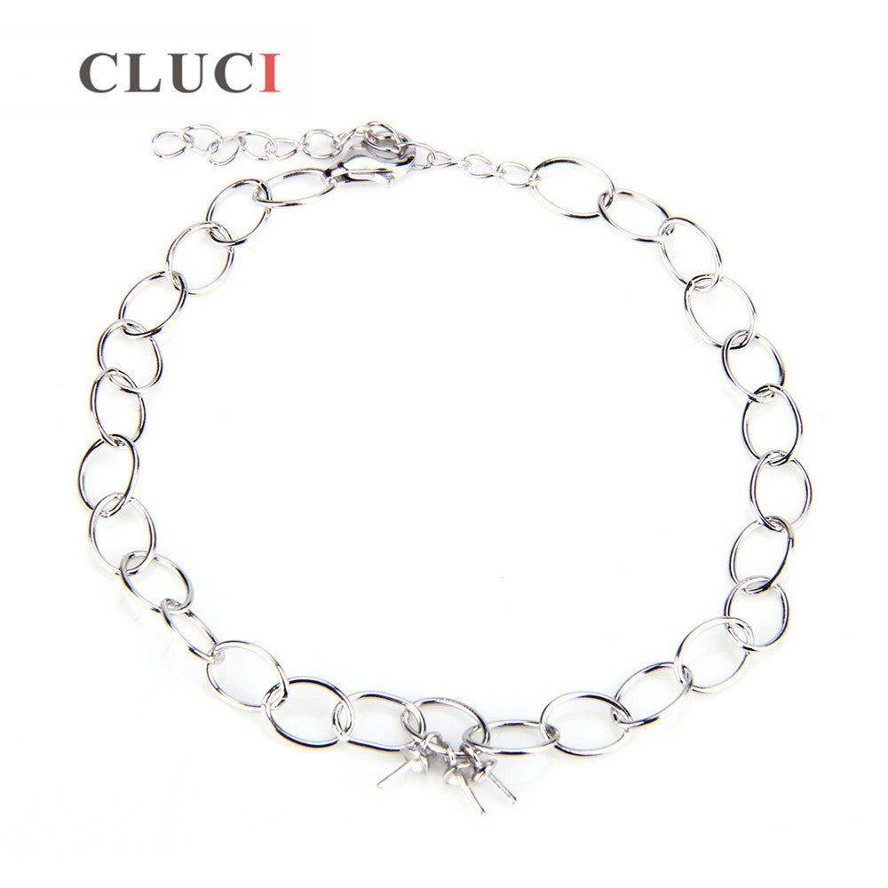 Elegant Style Fashion Jewelry 925 sterling silver lobster clasp charm wish pearl bracelet fittings with 3 pcs pearls seats