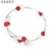 Girls Birthd Gift 6-7mm White & Red pearls bracelet adjustable silver plated jewelry ,FB1006SB