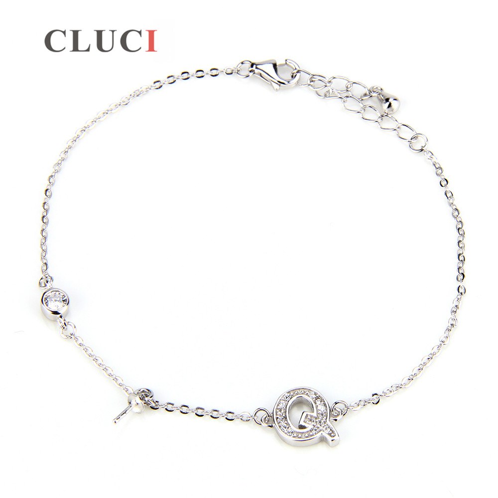 Letter Q in 925 sterling silver bracelet accessory charms gift women jewelry for making pearls bracelet