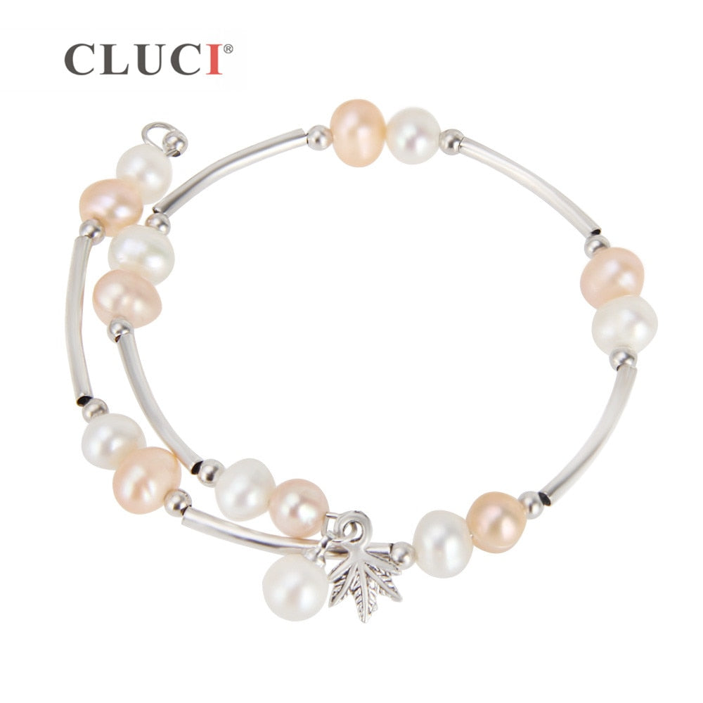 Women Birthd Wedding 6-7mm pearls bracelet adjustable silver plated jewelry ,FB1005SB