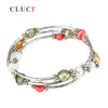 colorful 6-7mm pearls wire wrap bracelet adjustable silver plated bracelet jewelry for women party jewelry
