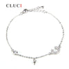 women hand jewelry 925 sterling silver bracelet fitting with pearl seat, letter C pearl bracelet accessory jewelry diy