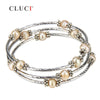 women hand jewelry classy adjustable silver plated wire wrap bracelet with copper color pearls Femme Pulseira Masculina
