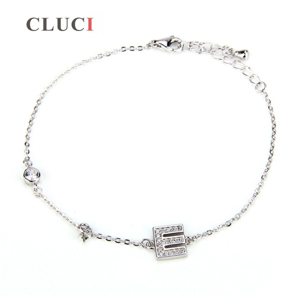 women jewelry 925 sterling silver bracelet fitting letter E charm bracelet accessory, men and women jewelry diy