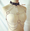COLEMJE Sexy Chain Bra Goth Punk Rock Leather Belt Chain Club Festival Jewelry Outifit Party Accessoriess For Women
