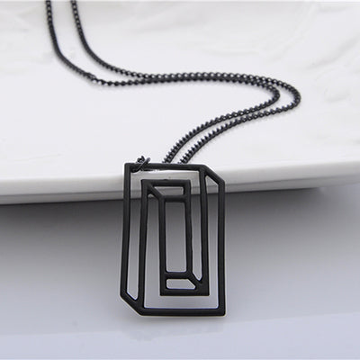 CONFINED SILHOUETTE NECKLACE Chemical Molecule Pendant Necklace Optical Illusion Pieces Designe For Men Women Black Gold Silver