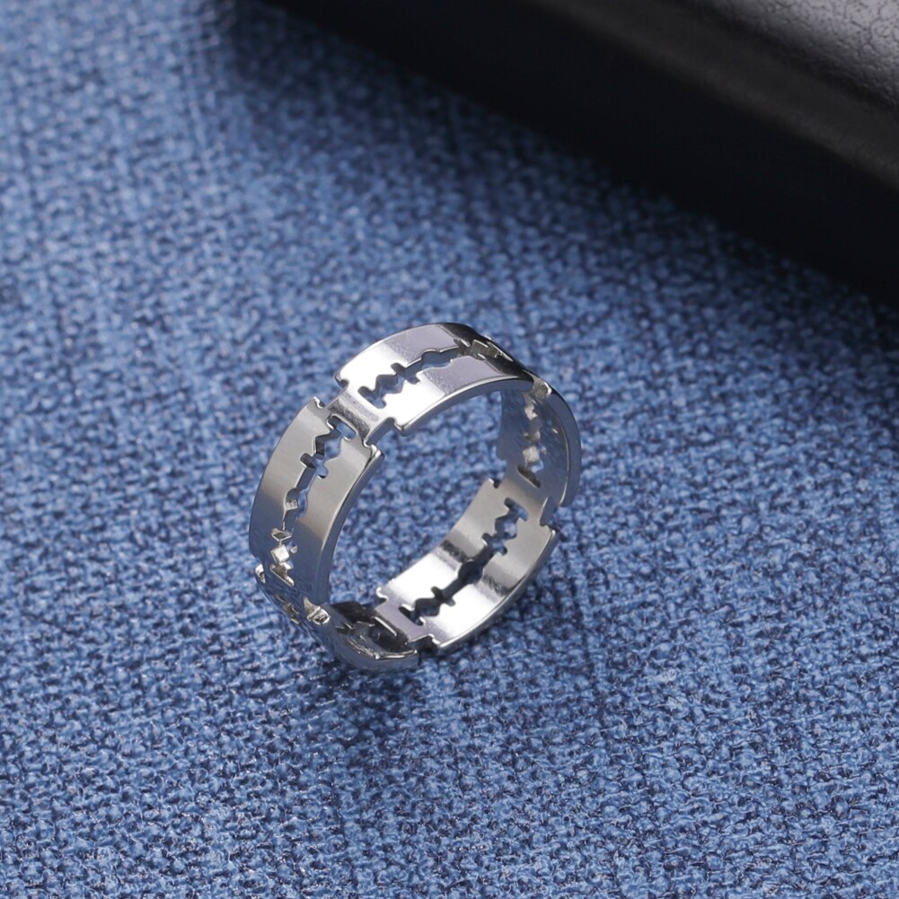 COOLTIME Charm Exaggerated Stainless Steel Blade Men's Ring Rock Punk Razor Ring Women Ring Party Ladies  Jewelry Gifts