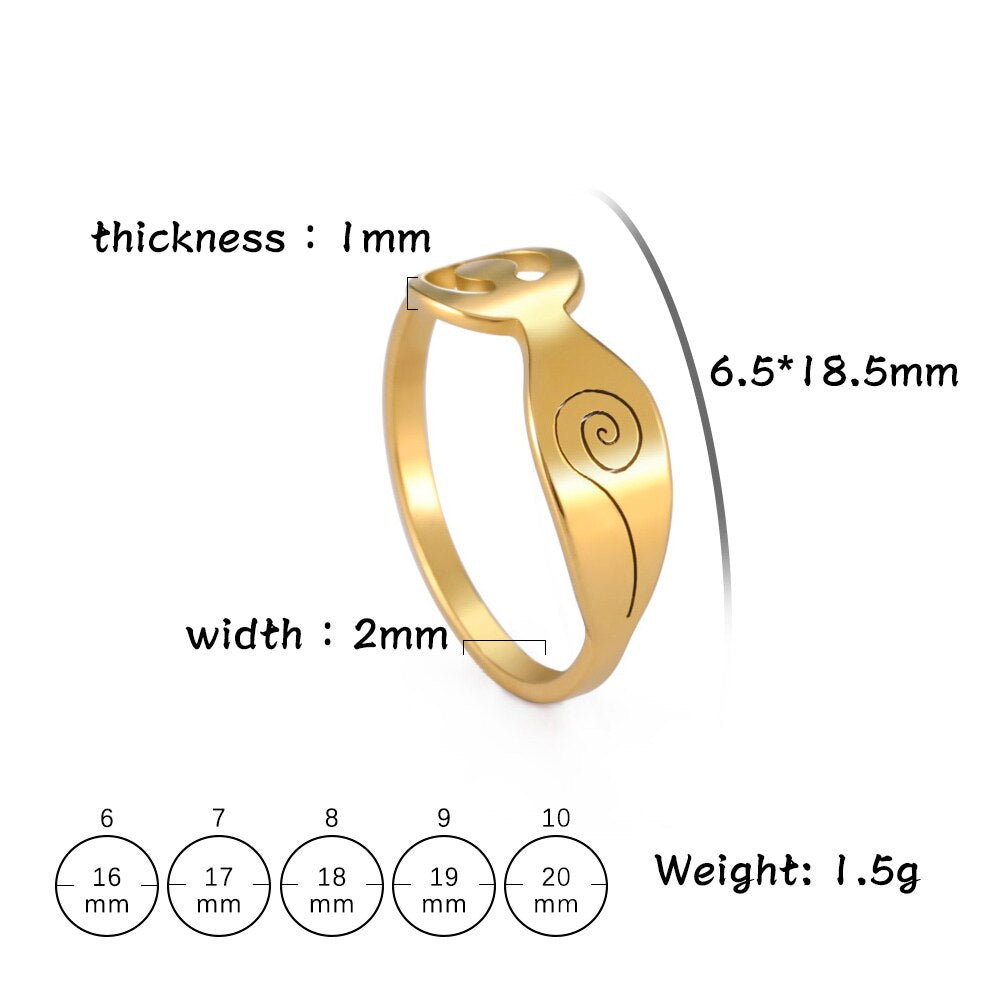 COOLTIME Stainless Steel Goddess Ring for Women Men Pentagram Moon Wicca Jewelry Magic Religious Finger Ring Vintage Jewelry