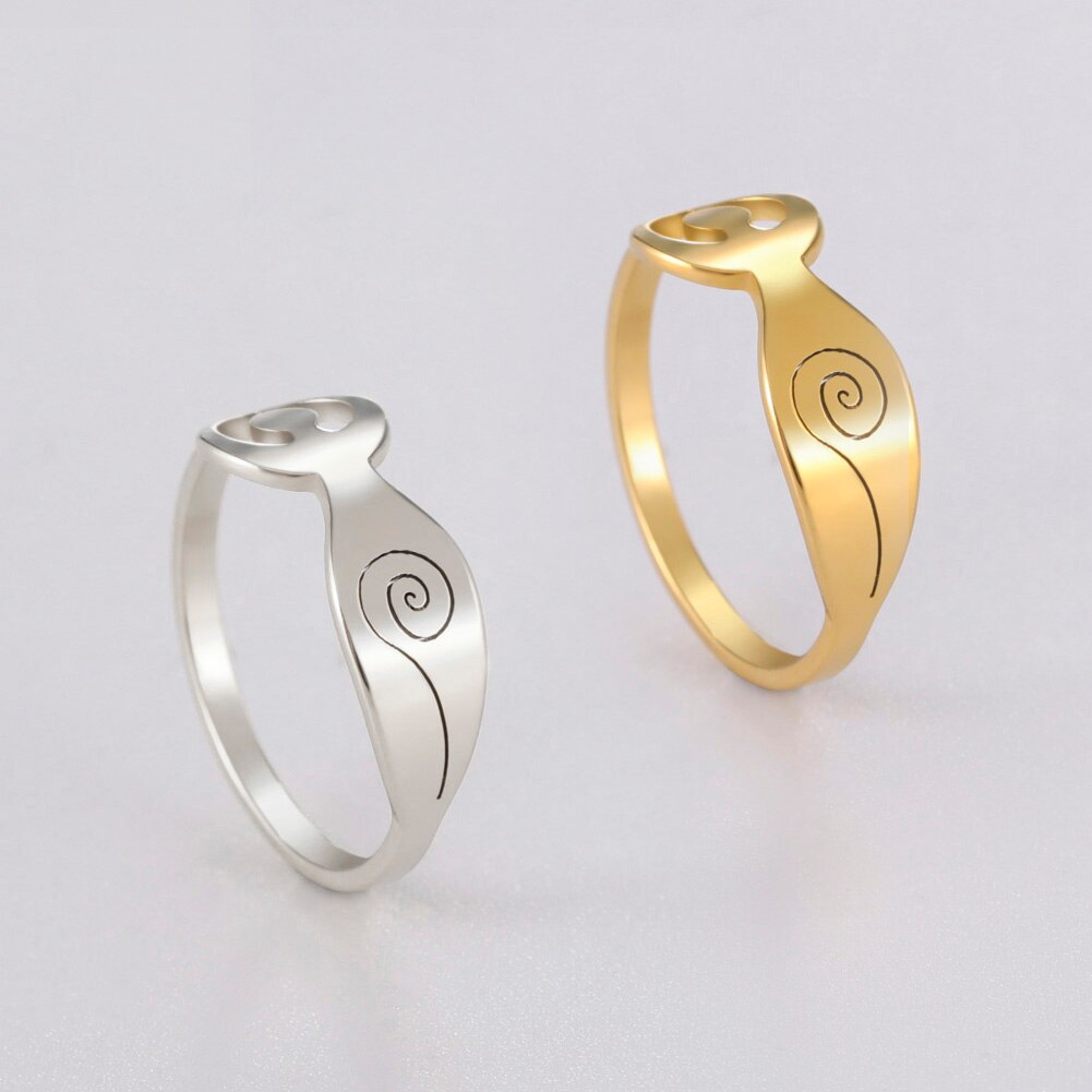 COOLTIME Stainless Steel Goddess Ring for Women Men Pentagram Moon Wicca Jewelry Magic Religious Finger Ring Vintage Jewelry