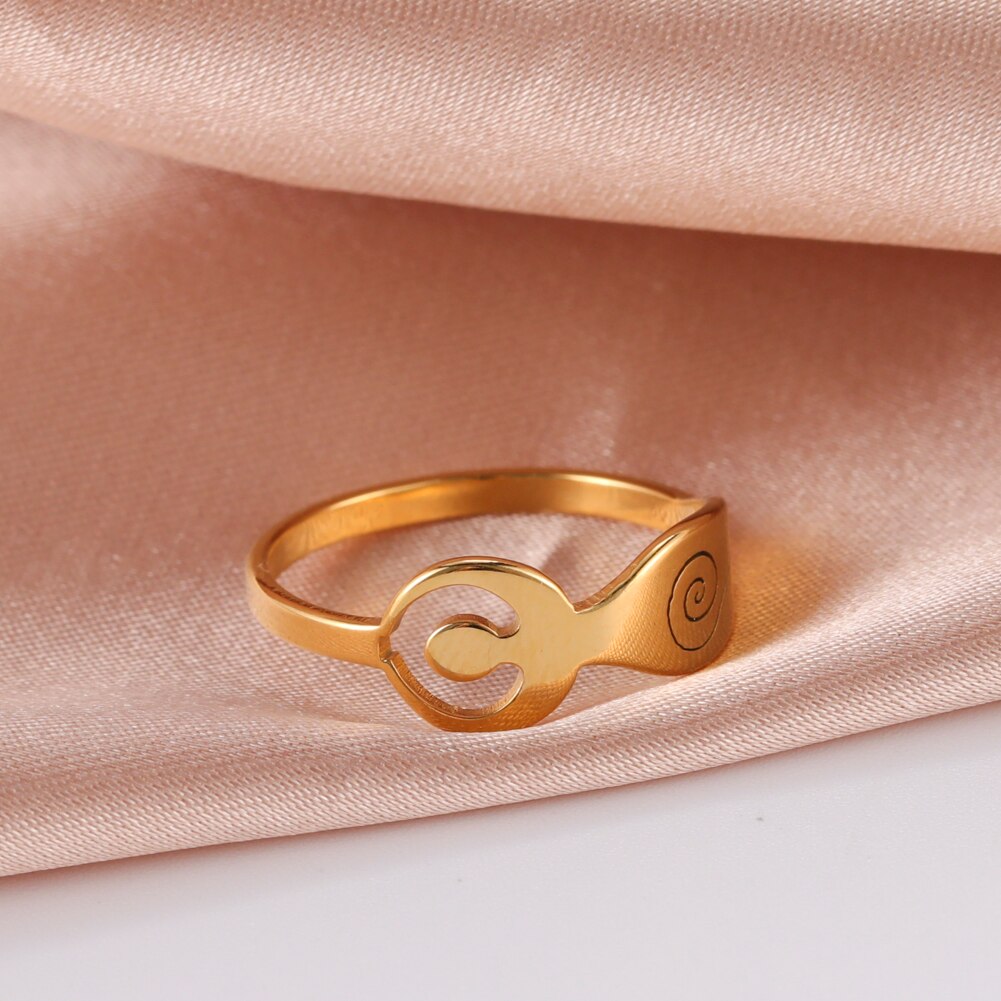 COOLTIME Stainless Steel Goddess Ring for Women Men Pentagram Moon Wicca Jewelry Magic Religious Finger Ring Vintage Jewelry
