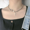 COSYOO Pearl Cross Necklace Female Niche Design European And American Street Clavicle Chain