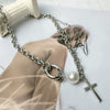 COSYOO Pearl Cross Necklace Female Niche Design European And American Street Clavicle Chain