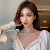 COWBREAD Natural Pearl Necklace for Women Flashing Diamond  Necklace  Niche Design Short Neck Women's Jewelry