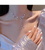 COWBREAD Natural Pearl Necklace for Women Flashing Diamond  Necklace  Niche Design Short Neck Women's Jewelry