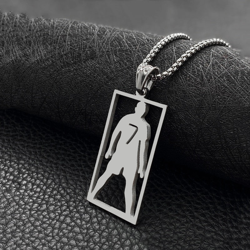 CR7 Cristiano Ronaldo Stainless Steel Necklace Football Soccer Fans Square Pendant Necklace Gift