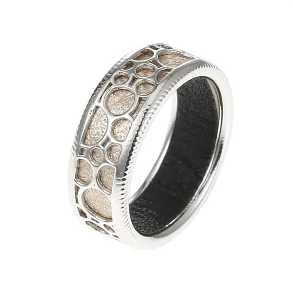 100% Genuine 925 Sterling Silver Ring Wave Point Vintage Fine Ring Rounded Hollow Bague Leather Chic Ring Femme Bijouterie