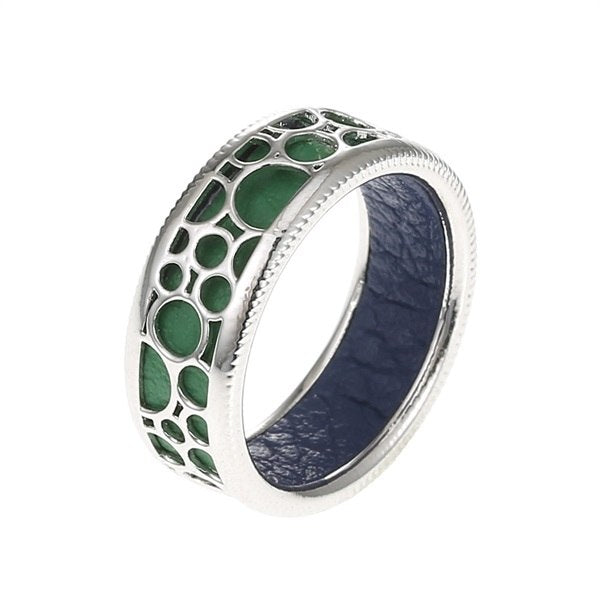 100% Genuine 925 Sterling Silver Ring Wave Point Vintage Fine Ring Rounded Hollow Bague Leather Chic Ring Femme Bijouterie