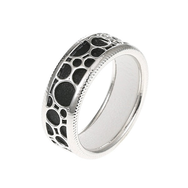 100% Genuine 925 Sterling Silver Ring Wave Point Vintage Fine Ring Rounded Hollow Bague Leather Chic Ring Femme Bijouterie