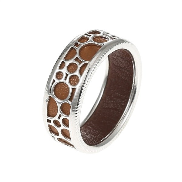 100% Genuine 925 Sterling Silver Ring Wave Point Vintage Fine Ring Rounded Hollow Bague Leather Chic Ring Femme Bijouterie