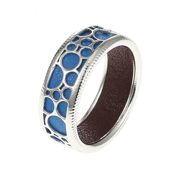 100% Genuine 925 Sterling Silver Ring Wave Point Vintage Fine Ring Rounded Hollow Bague Leather Chic Ring Femme Bijouterie