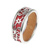 Flower Silver Leather Bague Hollow Carved Flower Interchange Cuir Rings For Women Pure 925 Sterling Silver Ring Reverse