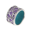 Heart Silver Ring For Women Reversible Sides Leather 925 Sterling Silver Ring Hollowing Blue Band Bague Brand Jewelry