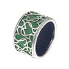 Heart Silver Ring For Women Reversible Sides Leather 925 Sterling Silver Ring Hollowing Blue Band Bague Brand Jewelry