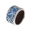 Heart Silver Ring For Women Reversible Sides Leather 925 Sterling Silver Ring Hollowing Blue Band Bague Brand Jewelry