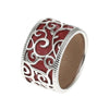 Rattan 100% Sterling Silver Chic Wide Party Ring Elegant Rounded Leather Rings for Women's Rings Chic Fine Jewelry