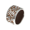 Rattan 100% Sterling Silver Chic Wide Party Ring Elegant Rounded Leather Rings for Women's Rings Chic Fine Jewelry