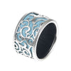 Rattan 100% Sterling Silver Chic Wide Party Ring Elegant Rounded Leather Rings for Women's Rings Chic Fine Jewelry