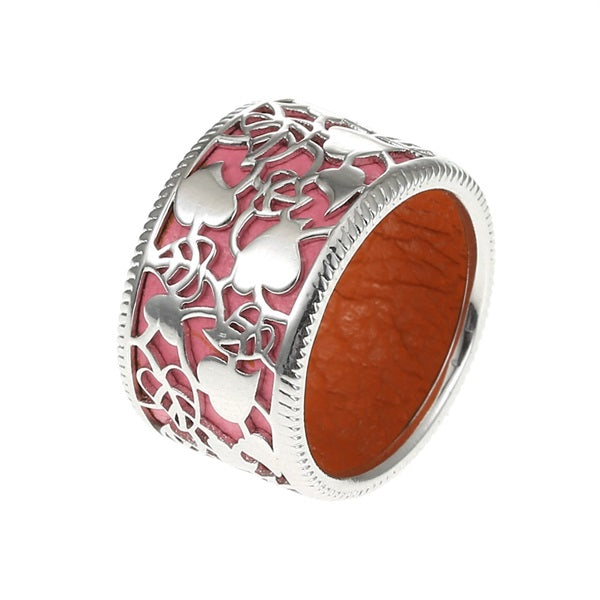 Rattan Flower Pure Silver Retro Classic Ring For Woman Bijouterie Transform Leather Color Rings Patent Unique Design
