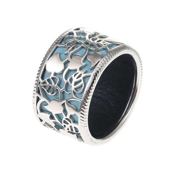 Rattan Flower Pure Silver Retro Classic Ring For Woman Bijouterie Transform Leather Color Rings Patent Unique Design