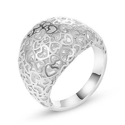 Rings For Women Shape Of Heart Gold Hollow Jewelry Engagement Ring Vintage 3-Dimensional Designer Rings