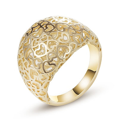 Rings For Women Shape Of Heart Gold Hollow Jewelry Engagement Ring Vintage 3-Dimensional Designer Rings