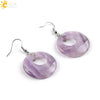 CSJA 19 Colors Ethnic Natural Onyx Crystal Stone Women Jewelry Earrings Hollow Round Tiger Eye Drop Pendant Dangle Earring E499