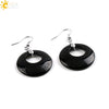 CSJA 19 Colors Ethnic Natural Onyx Crystal Stone Women Jewelry Earrings Hollow Round Tiger Eye Drop Pendant Dangle Earring E499