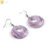 CSJA 19 Colors Ethnic Natural Onyx Crystal Stone Women Jewelry Earrings Hollow Round Tiger Eye Drop Pendant Dangle Earring E499