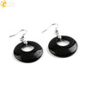 CSJA 19 Colors Ethnic Natural Onyx Crystal Stone Women Jewelry Earrings Hollow Round Tiger Eye Drop Pendant Dangle Earring E499
