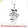 CSJA 26 Natural  Stone Beads Hollow Carved Round Ball Egg Owl Bird Wish Bottle Locket Pendant Necklace Women Bijoux Jewelry E503