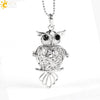 CSJA 26 Natural  Stone Beads Hollow Carved Round Ball Egg Owl Bird Wish Bottle Locket Pendant Necklace Women Bijoux Jewelry E503