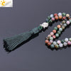 CSJA 6mm Natural Indian Agates Onyx Beads Mens Tassel Necklaces Stone Healing 108 Mala Prayer Beaded Reiki Buddhist Jewelry F170