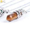 CSJA Dragon Necklace Quartz Necklaces Natural Crystal Stone Hexagonal Prism Ethnic Pendant Hanging Jewelry for Women Men E853