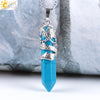 CSJA Dragon Necklace Quartz Necklaces Natural Crystal Stone Hexagonal Prism Ethnic Pendant Hanging Jewelry for Women Men E853