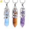 CSJA Dragon Necklace Quartz Necklaces Natural Crystal Stone Hexagonal Prism Ethnic Pendant Hanging Jewelry for Women Men E853