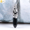 CSJA Dragon Necklace Quartz Necklaces Natural Crystal Stone Hexagonal Prism Ethnic Pendant Hanging Jewelry for Women Men E853