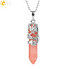 CSJA Dragon Necklace Quartz Necklaces Natural Crystal Stone Hexagonal Prism Ethnic Pendant Hanging Jewelry for Women Men E853