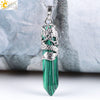 CSJA Dragon Necklace Quartz Necklaces Natural Crystal Stone Hexagonal Prism Ethnic Pendant Hanging Jewelry for Women Men E853