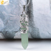 CSJA Dragon Necklace Quartz Necklaces Natural Crystal Stone Hexagonal Prism Ethnic Pendant Hanging Jewelry for Women Men E853